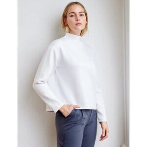 ADAY Like A Boss White Mock Neck Mesh Back Pullover Women’s Size M
